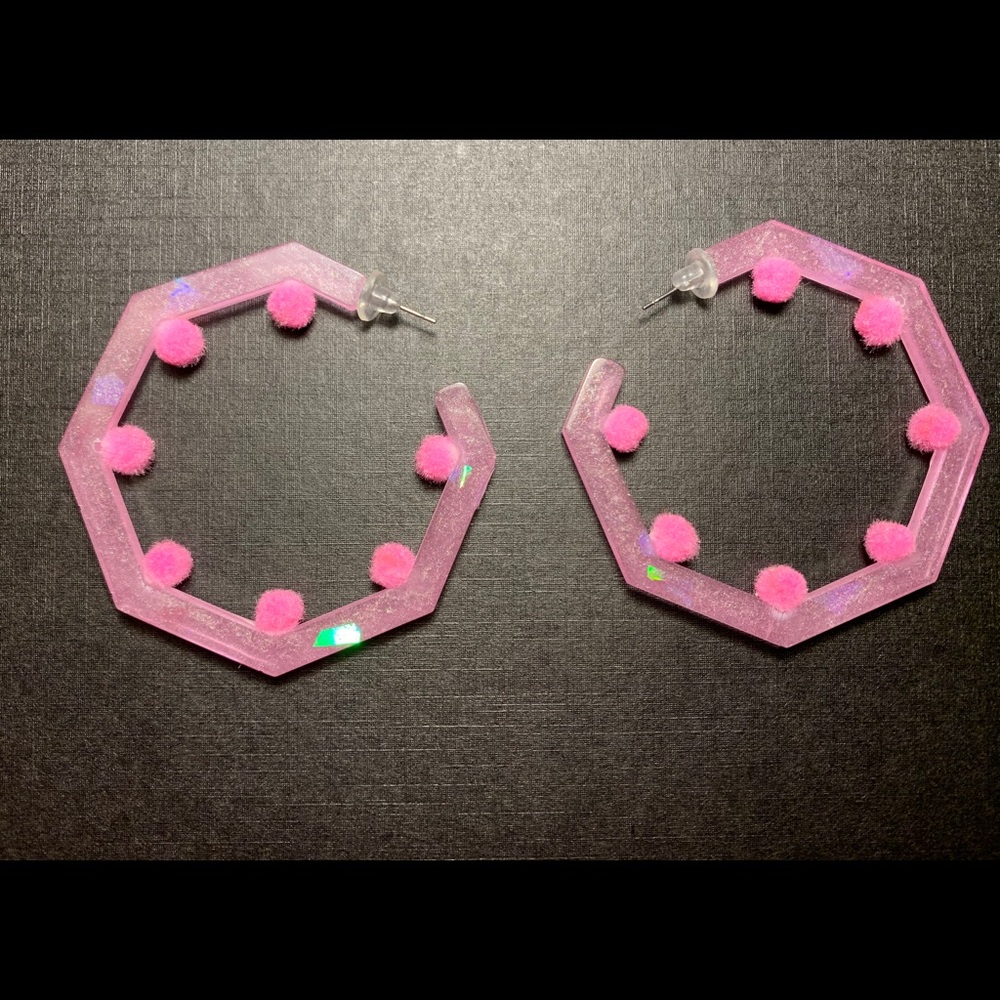 Acrylic Hexagon Hoop Earrings